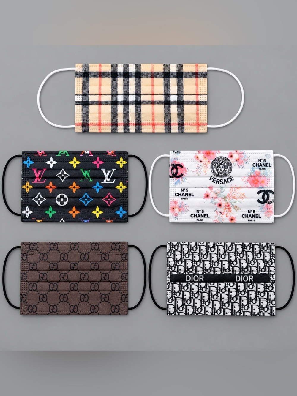 5PC Designer Pattern Face Mask -